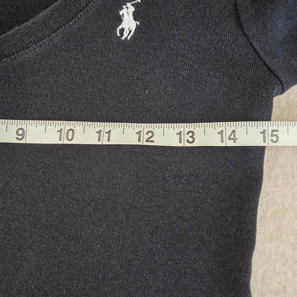 Vintage Ralph Lauren Sport Baby Tee Sz M V Neck Pony Logo Y2KFitted Top Preppy - Picture 5 of 11